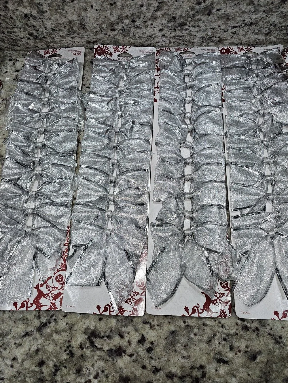 2006 Target Holiday Silver Wired Bows - Small & Large- 12 Packs - 80 Bows Total
